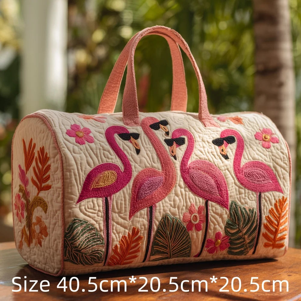 Hot Sale 3D Quilted Flamingo Bag Women Weekender Bag Tropical Palm Leaves Travel Tote Overnight Beach Vacation Carry On Bags