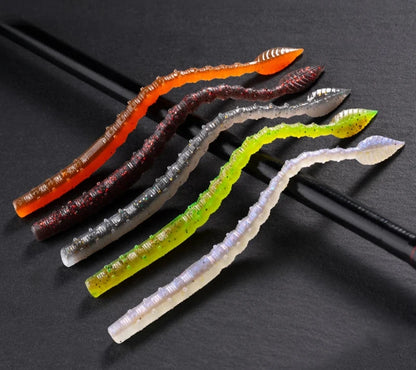 15pcs/Pack Floating Fishing Soft Baits 110mm Sequin Worm Silicone Swimbaits Lures Pesca Bass Carp Fishing Tackle Bait