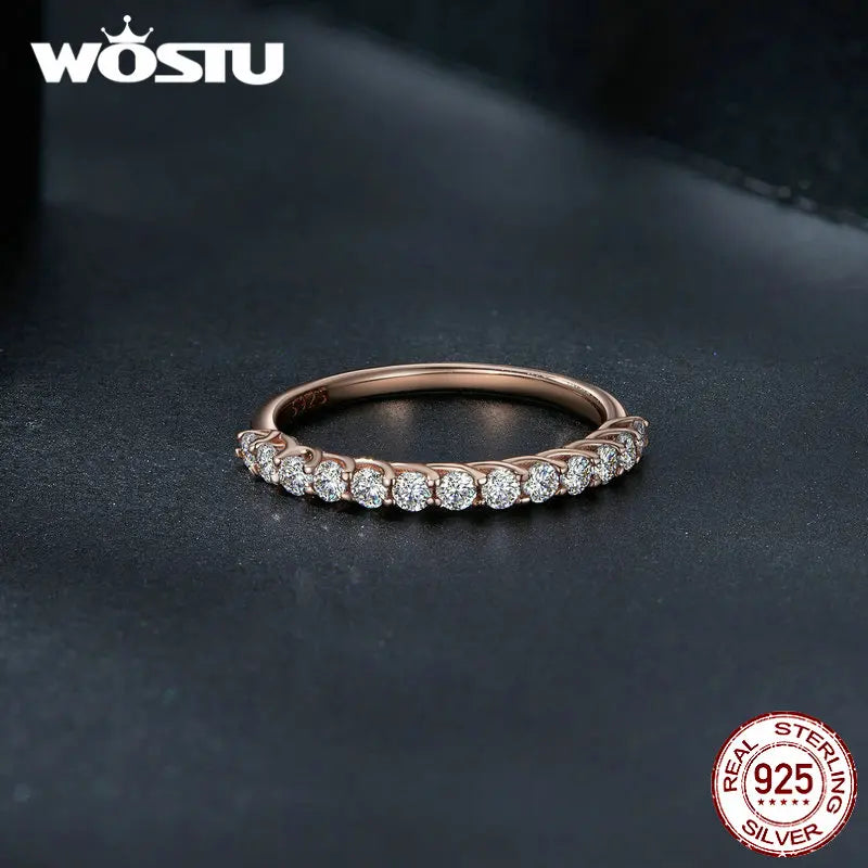 Moissanite Jewelry 925 Sterling Silver Classical Eternity Band Rings for Women Round Diamond Ring