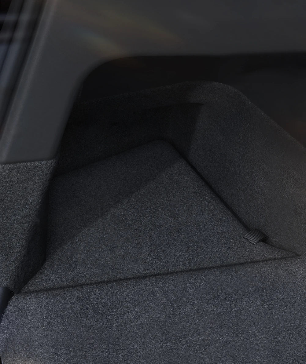 Trunk Side Storage Box Organizer for Tesla Model Y Juniper 2025 2026 Flocking TPE Partition Mat