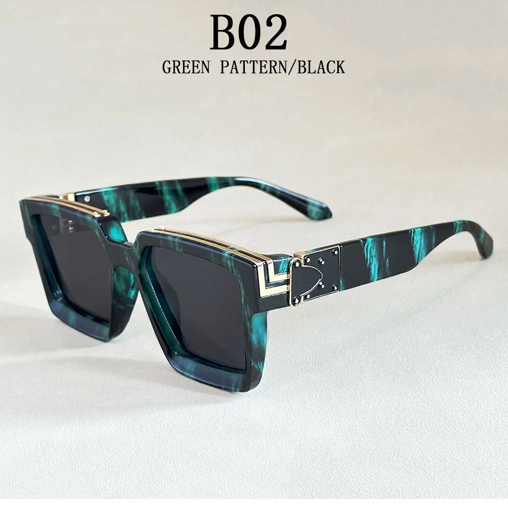 Retro Square Millionaire Sunglasses With UV400 Protection