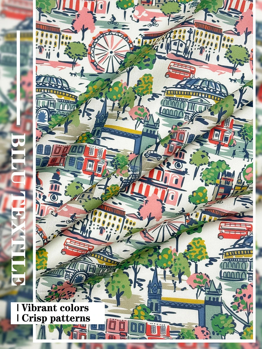 100% cotton Cath Kidston London Town tana lawn fabric 80s Poplin printing Sewing fabric Making Dress Clothing Handmade DIY Cloth