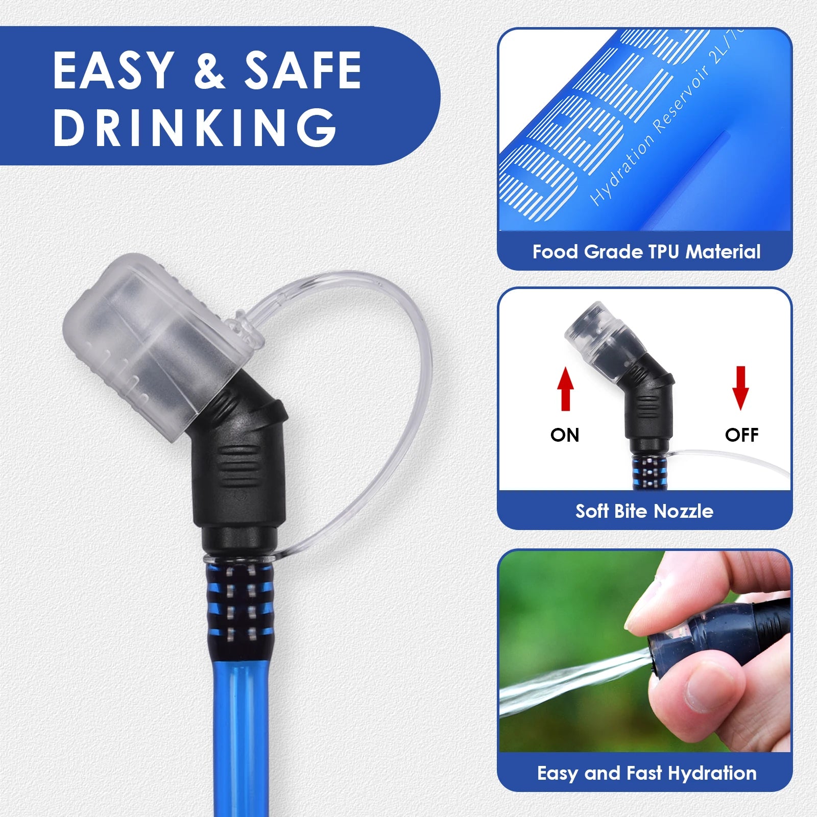 1.5L/2L/3L Water Bladder Hydration Pack Reserevoir TPU Water Bag for Camping Cycling Running Hiking