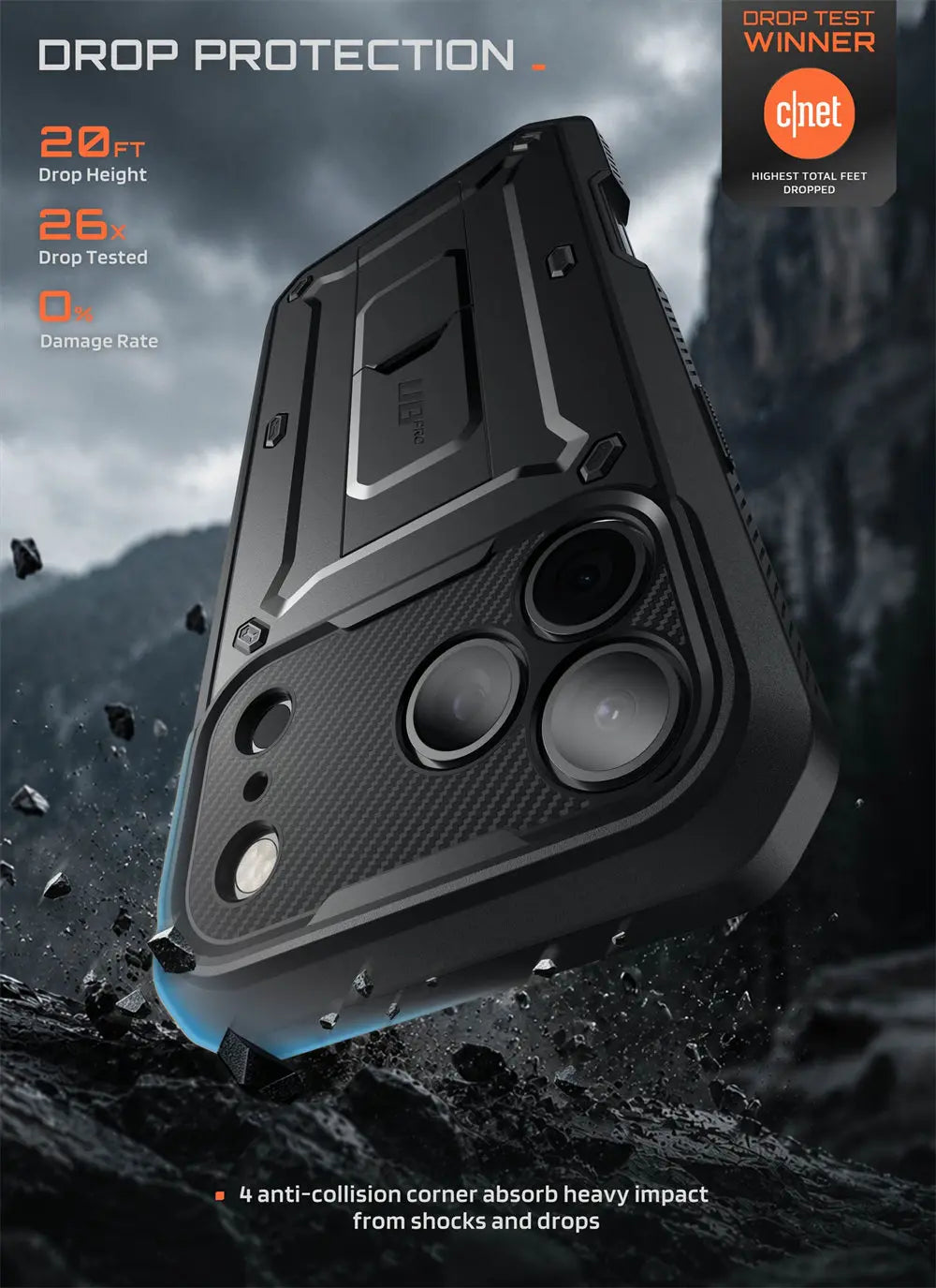 Full Body Rugged Phone Case with Built In Screen Protector and Belt Clip Holster for iPhone 17 Pro Max and iPhone 18 Pro Max