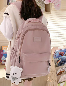 Waterproof Teenage Bookbag Nylon Rucksack Fashion Girl Backpack Women Shoulder Bag High School Schoolbag Black