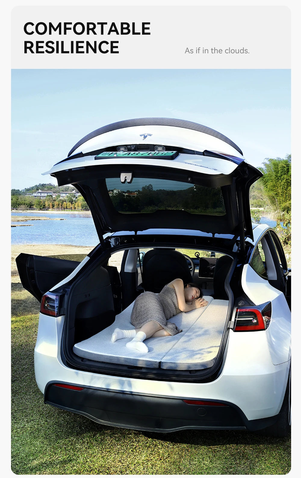 Camping Mattress for Tesla Model Y Juniper 2021 2026 Memory Sponge Car Travel Bed Portable Camping Mattress