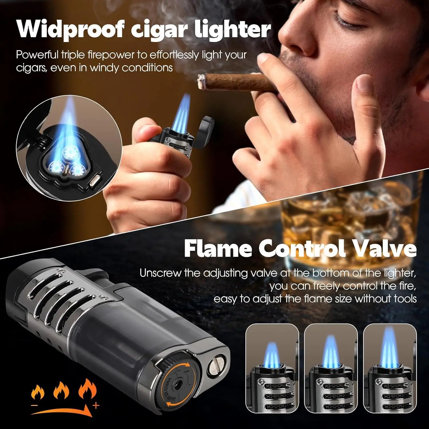 Portable Travel Cigar Humidor,Double Cigar Humidor with Separate Storage for Cigar Accessories,Holds 5 Cigars