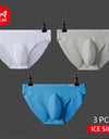 3-Pack Men’s Ice Silk Graphene Briefs – Antibacterial, Seamless, Mid-Waist & Breathable