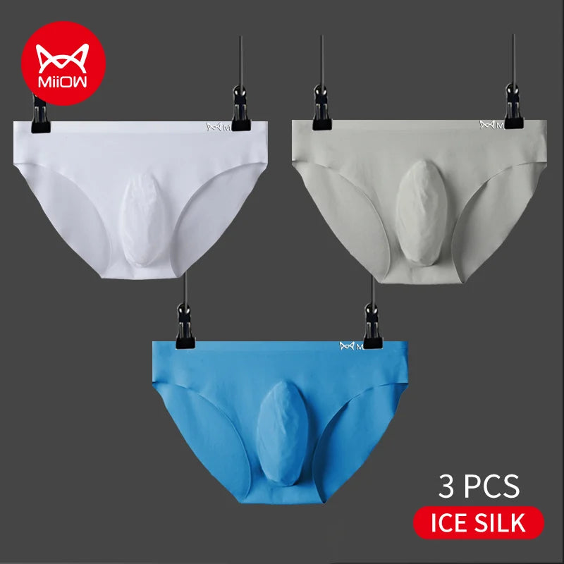 3-Pack Men’s Ice Silk Breathable Transparent Briefs – Thin & Lightweight