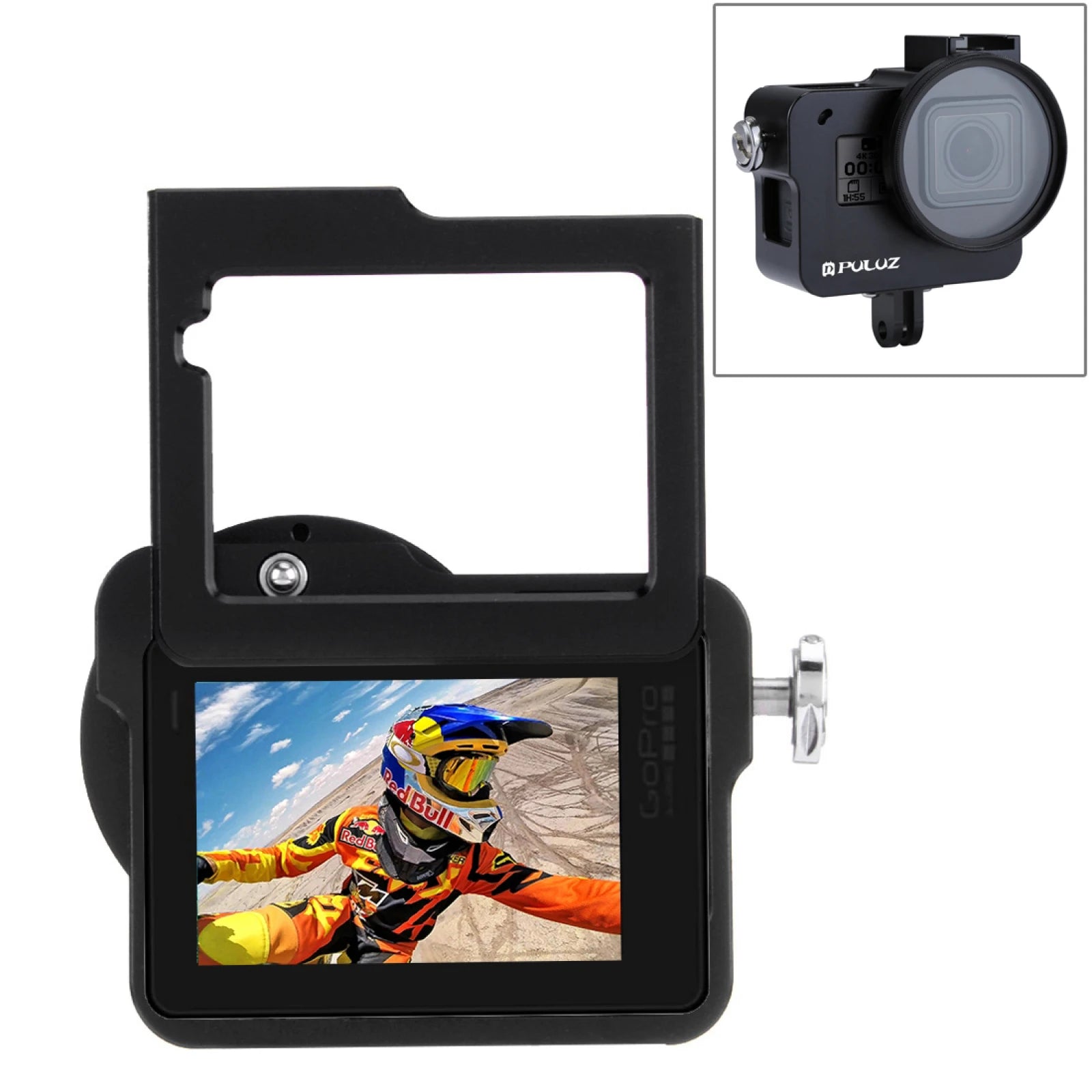 Housing Shell CNC Aluminum Alloy Protective Cage with Insurance Frame & 52mm UV Lens for GoPro HERO(2018) /7 Black /6 /5