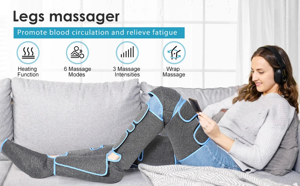 360° Foot air pressure leg massager USB promotes blood circulation, body massager, muscle relaxation, lymphatic drainage device