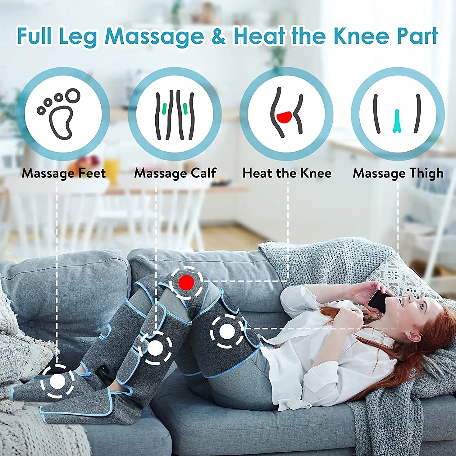USB Foot air pressure leg massager promotes blood circulation, body massager, muscle relaxation, lymphatic drainage device 360°