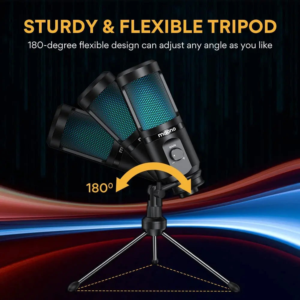 Gaming USB Microphone Desktop Condenser Podcast Microphone Recording Streaming Microphones With Breathing Light PM461TR RGB