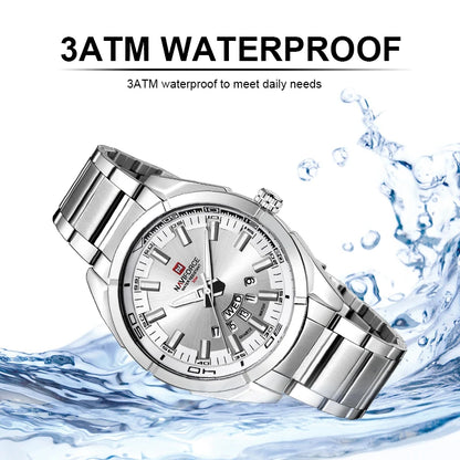 Stainless teel Sport Waterproof Male Watches Quartz Date Display Clock