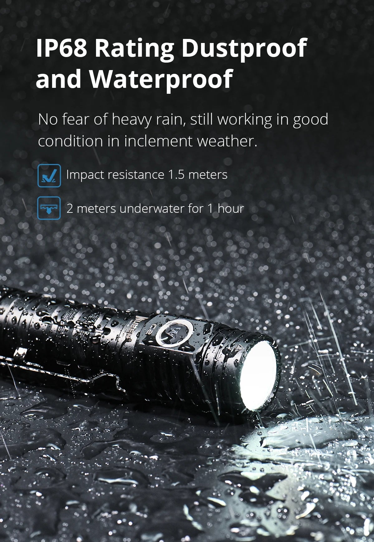 2000 Lumen Rechargeable LED Flashlight With 7 Lighting Modes