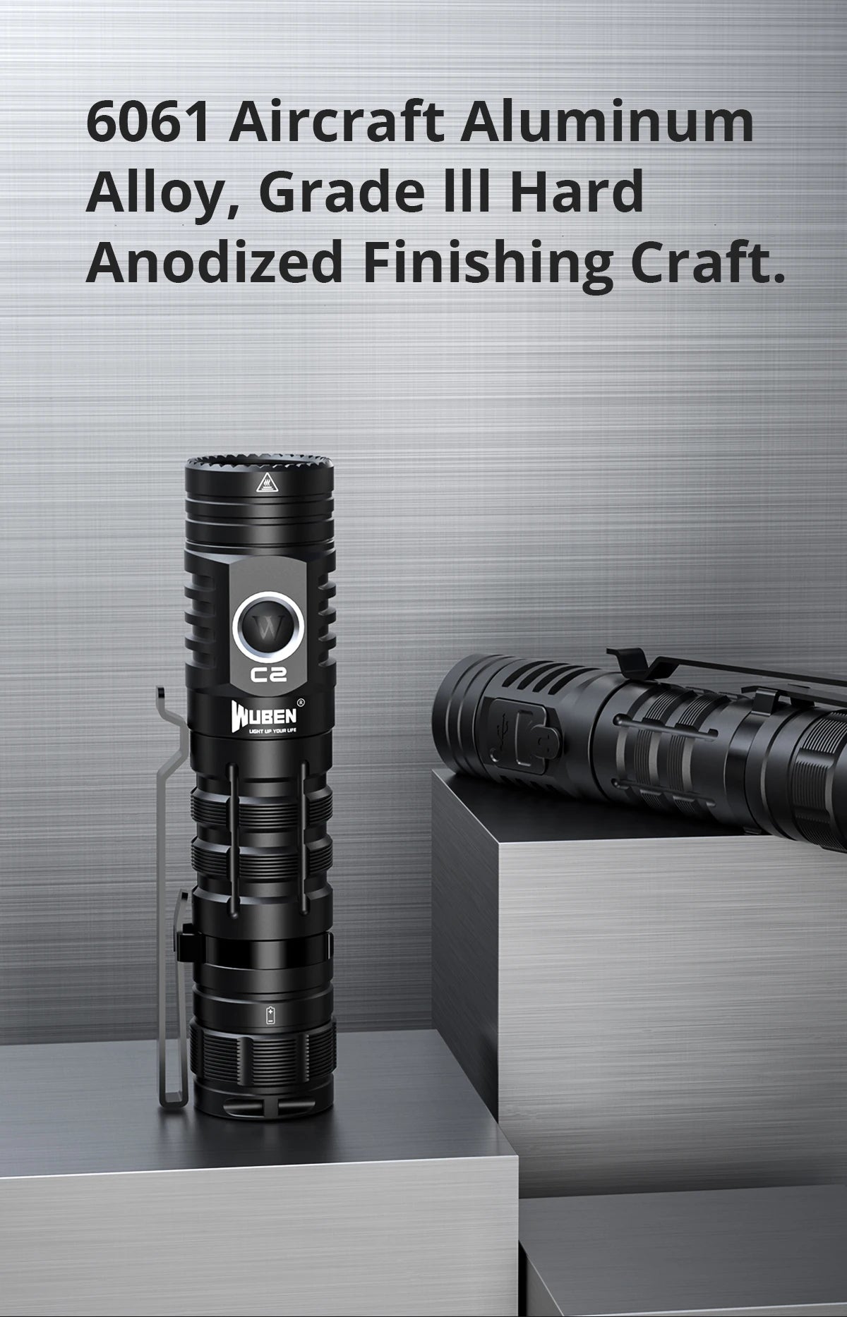 2000 Lumen Rechargeable LED Flashlight With 7 Lighting Modes