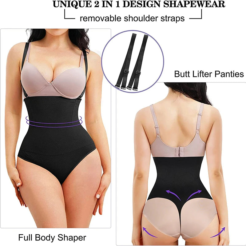 Body Shapewear Thong Waist Trainer Corset Open Bust Body Shaper Seamless Invisible Bodysuit Slimming Belly Underwear Faja