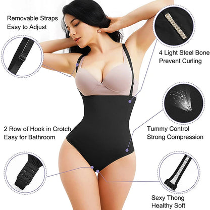 Body Shapewear Thong Waist Trainer Corset Open Bust Body Shaper Seamless Invisible Bodysuit Slimming Belly Underwear Faja