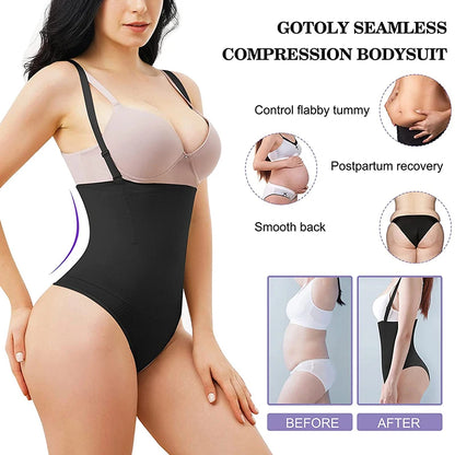 Body Shapewear Thong Waist Trainer Corset Open Bust Body Shaper Seamless Invisible Bodysuit Slimming Belly Underwear Faja