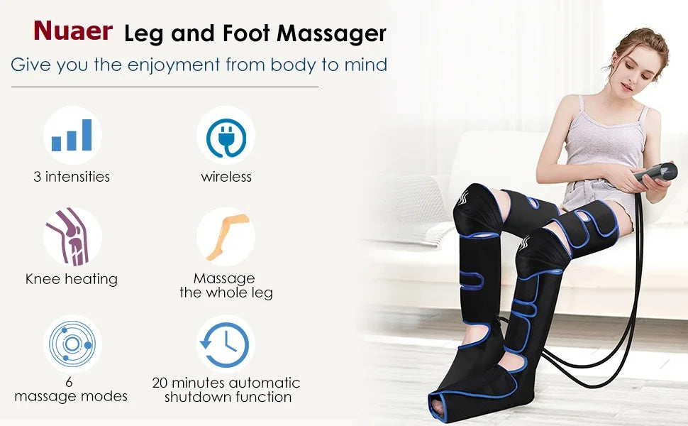USB Foot air pressure leg massager promotes blood circulation, body massager, muscle relaxation, lymphatic drainage device 360°