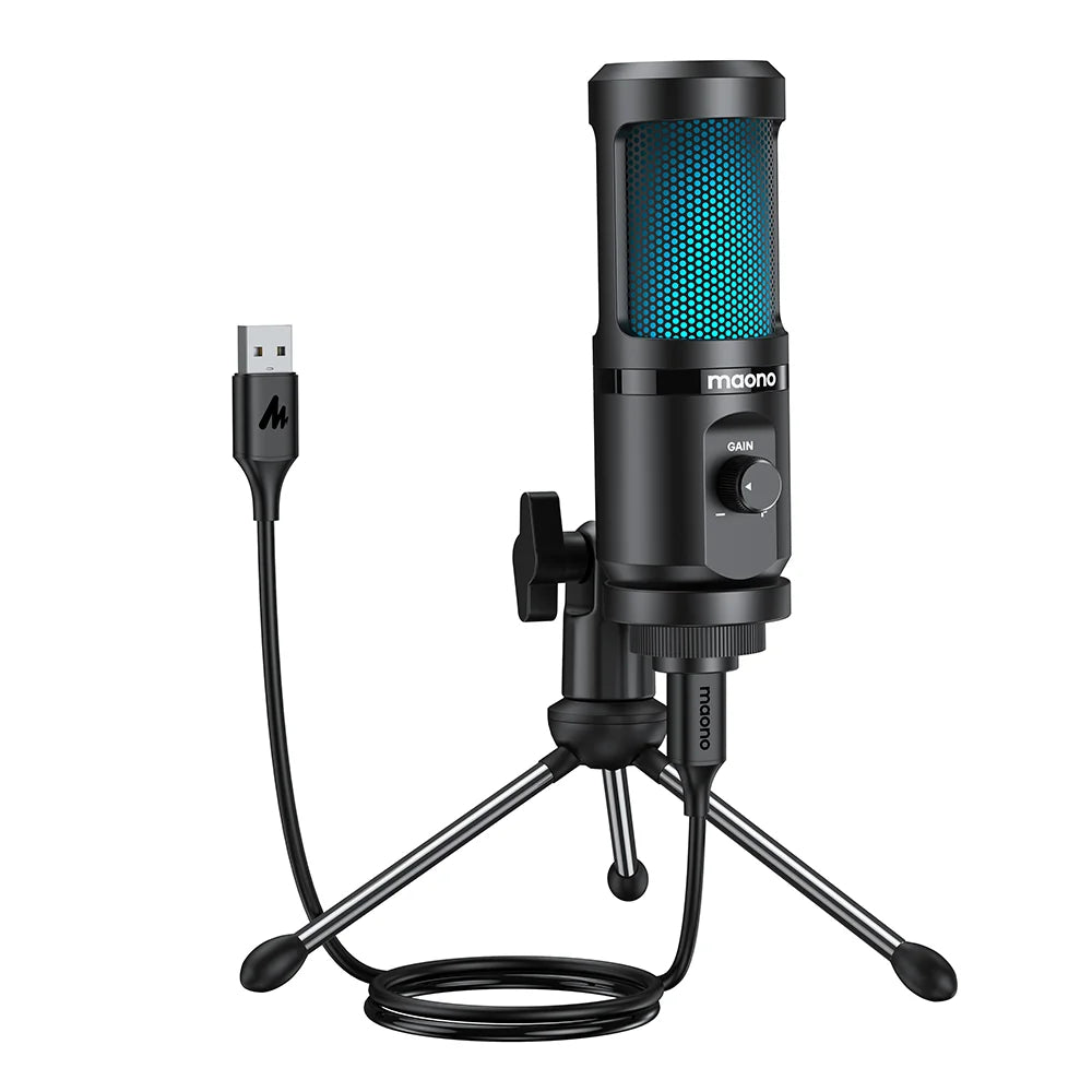 Gaming USB Microphone Desktop Condenser Podcast Microphone Recording Streaming Microphones With Breathing Light PM461TR RGB