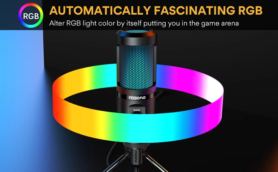 Gaming USB Microphone Desktop Condenser Podcast Microphone Recording Streaming Microphones With Breathing Light PM461TR RGB