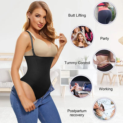 Body Shapewear Thong Waist Trainer Corset Open Bust Body Shaper Seamless Invisible Bodysuit Slimming Belly Underwear Faja