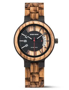 INS Style Ladies Watch in Quartz Wristwatches Auto Date Display Wooden Strap
