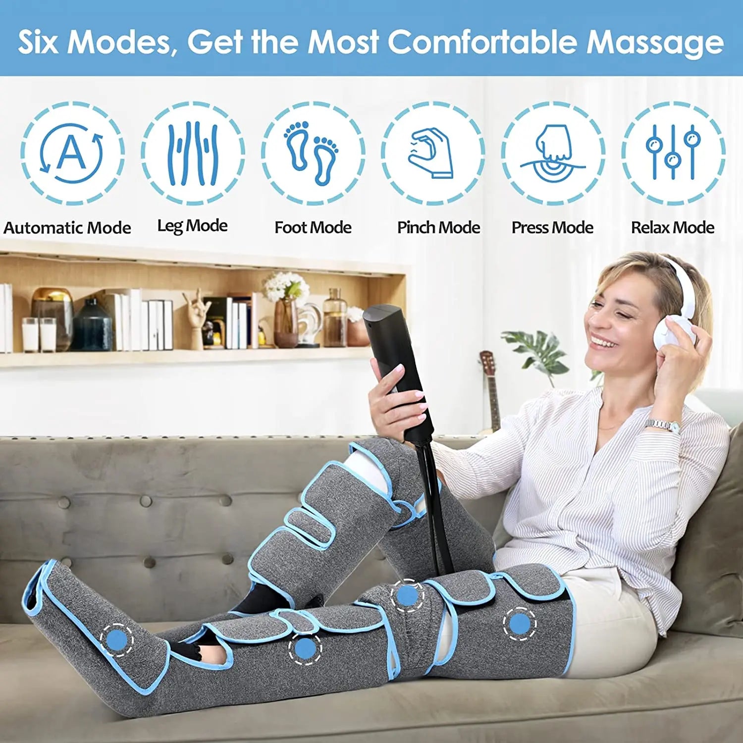 USB Foot air pressure leg massager promotes blood circulation, body massager, muscle relaxation, lymphatic drainage device 360°