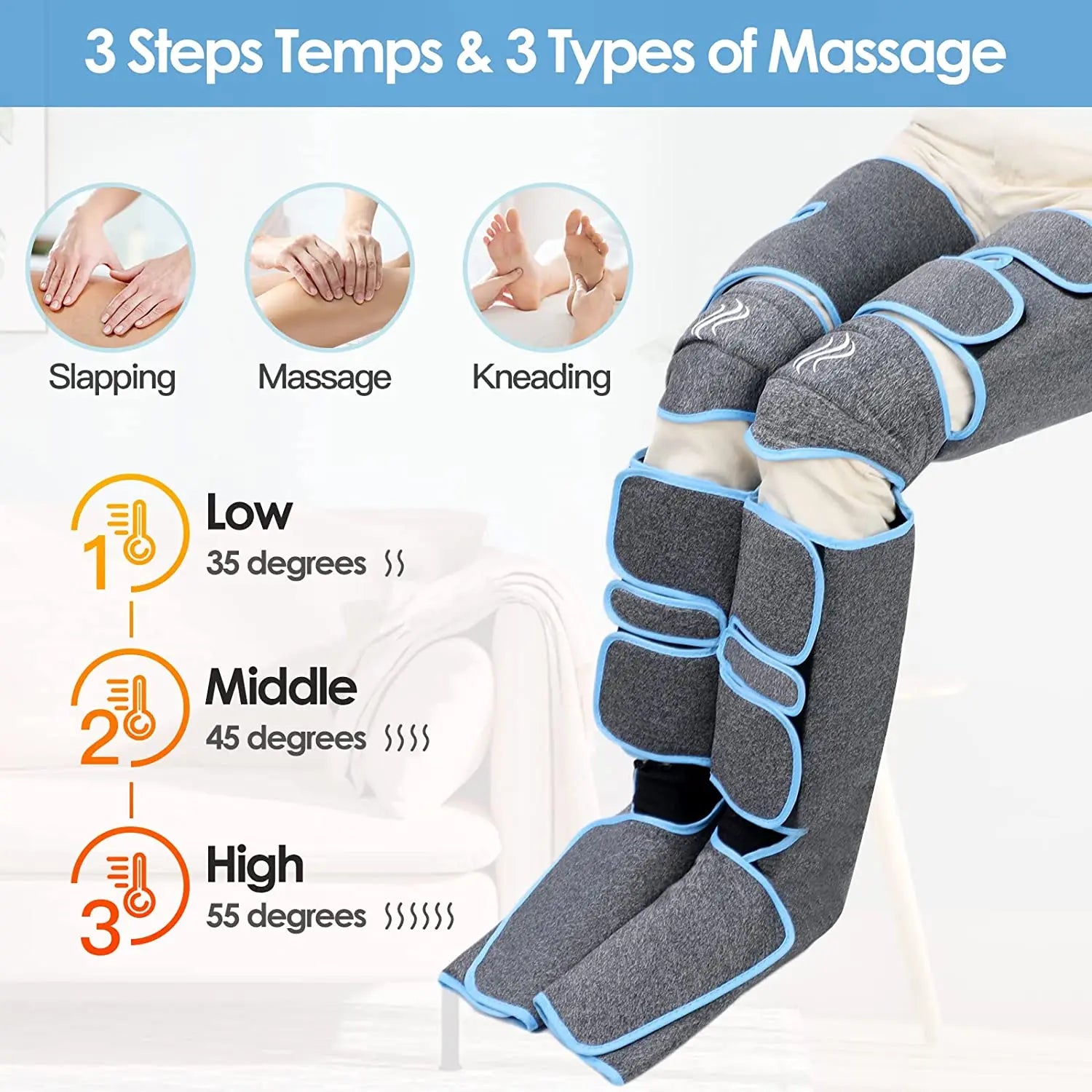USB Foot air pressure leg massager promotes blood circulation, body massager, muscle relaxation, lymphatic drainage device 360°